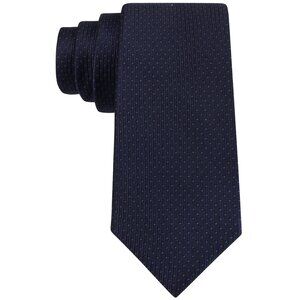 MICHAEL KORS Navy Blue Drop Dot Solid Unsolid Textured Silk Slim Tie